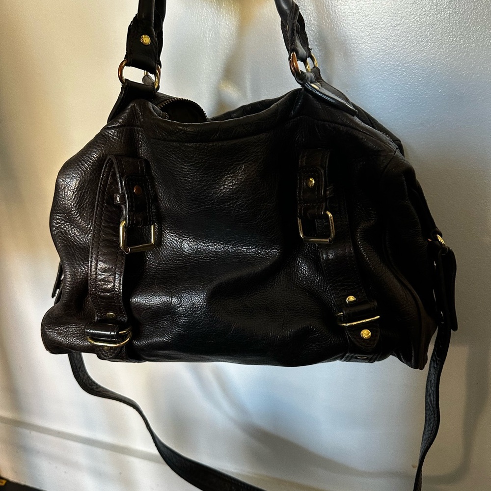Les Petites… Dark Brown Leather Bag with Zipper Accents